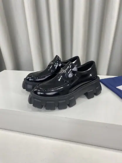  PRADA Brushed leather Monolith loafers Shoes #3866 - Image 9