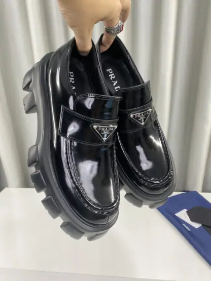  PRADA Brushed leather Monolith loafers Shoes #3866 - Image 5