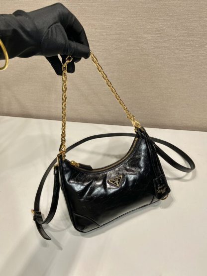  Prada Re-Edition naplak patent leather mini-bag Black 1BC204 #3803 - Image 5