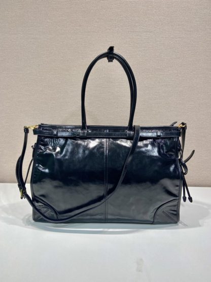  Prada Extra large leather handbag XL Black #3801 - Image 7