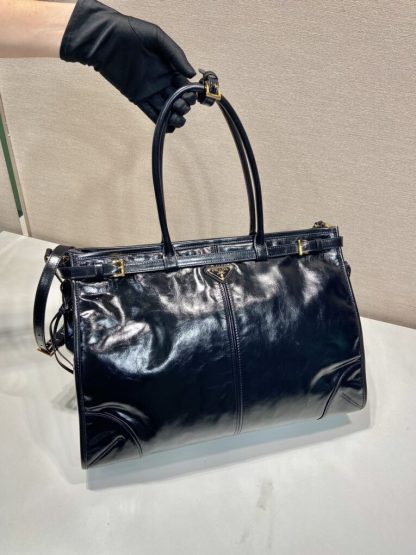  Prada Extra large leather handbag XL Black #3801 - Image 5