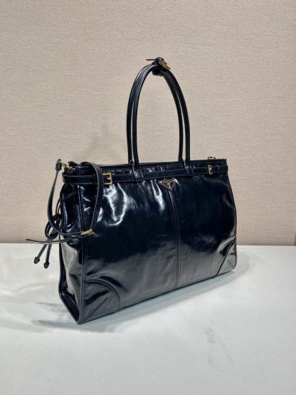  Prada Extra large leather handbag XL Black #3801 - Image 4