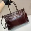 Prada Extra large leather handbag XL Dark Brown #3802 - Image 7