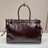  Prada Extra large leather handbag XL Dark Brown #3802 - Image 6