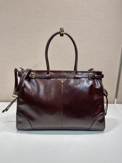  Prada Extra large leather handbag XL Dark Brown #3802 - Image 6