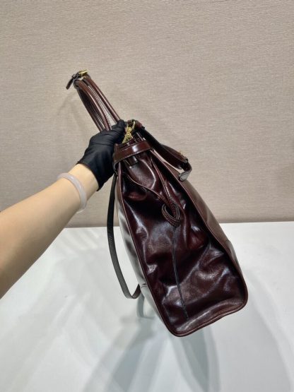  Prada Extra large leather handbag XL Dark Brown #3802 - Image 3