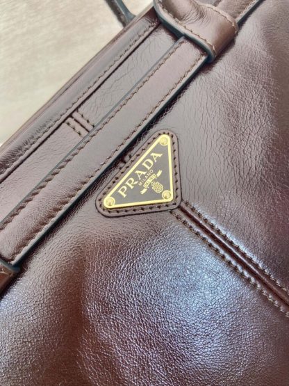 Prada Extra large leather handbag XL Dark Brown #3802 - Image 2