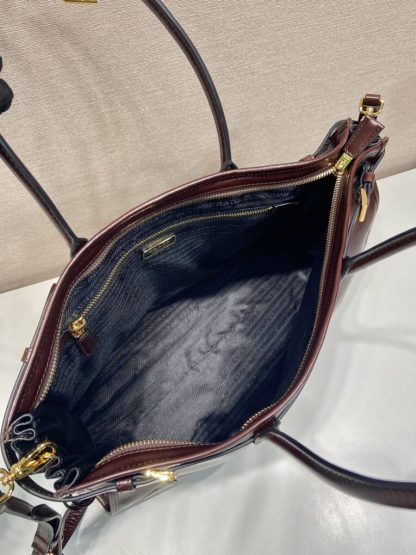  Prada Extra large leather handbag XL Dark Brown #3802 - Image 10