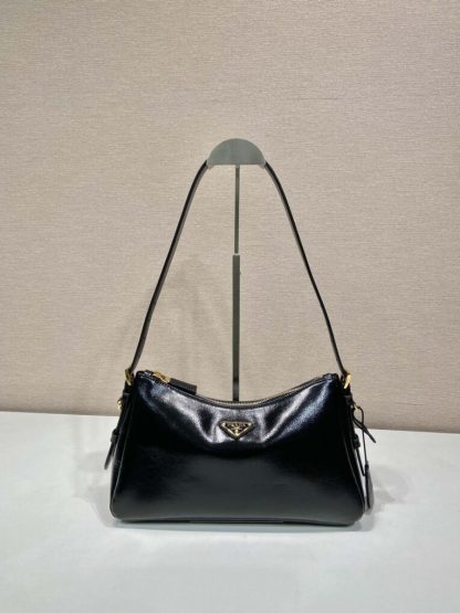 Replica Prada Aimée medium naplak leather shoulder bag Black #3813