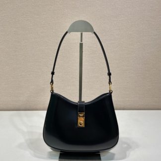 Replica Prada Cleo brushed leather shoulder bag Black #3811
