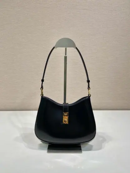 Replica Prada Cleo brushed leather shoulder bag Black #3811