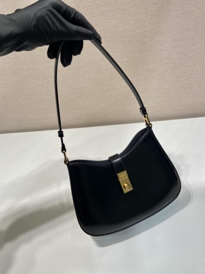  Prada Cleo brushed leather shoulder bag Black #3811 - Image 7