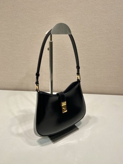  Prada Cleo brushed leather shoulder bag Black #3811 - Image 9