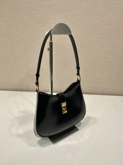  Prada Cleo brushed leather shoulder bag Black #3811 - Image 9