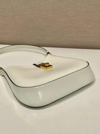  Prada Cleo brushed leather shoulder bag White #3812 - Image 4