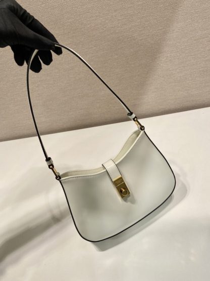  Prada Cleo brushed leather shoulder bag White #3812 - Image 9