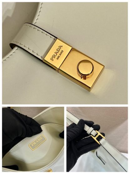  Prada Cleo brushed leather shoulder bag White #3812 - Image 2