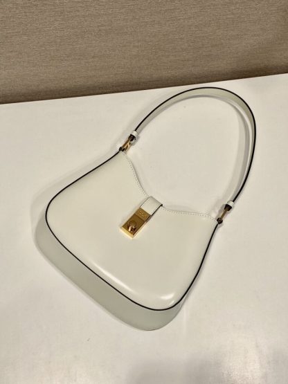  Prada Cleo brushed leather shoulder bag White #3812 - Image 6