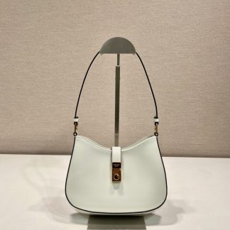 Replica Prada Cleo brushed leather shoulder bag White #3812
