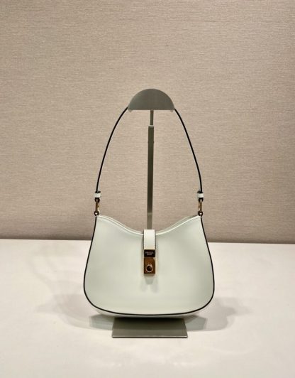Replica Prada Cleo brushed leather shoulder bag White #3812