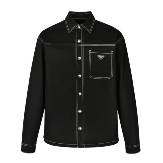 Replica PRADA Stretch cotton shirt black Men #3858