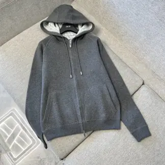 Replica Men's Dior Hooded Track Jacket Navy Blue Cotton Knit and Cashmere #3918