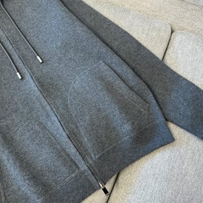 Men's Dior Hooded Track Jacket Navy Blue Cotton Knit and Cashmere #3918 - Image 7