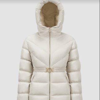 REPLICA MONCLER BROSSE DIAGONAL-QUILTED HOODED SHORT DOWN JACKET WHITE #3892