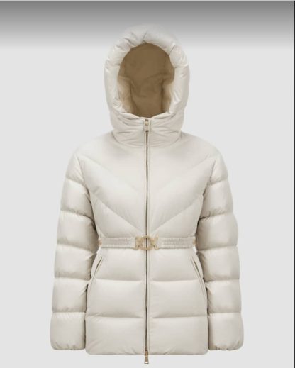 REPLICA MONCLER BROSSE DIAGONAL-QUILTED HOODED SHORT DOWN JACKET WHITE #3892