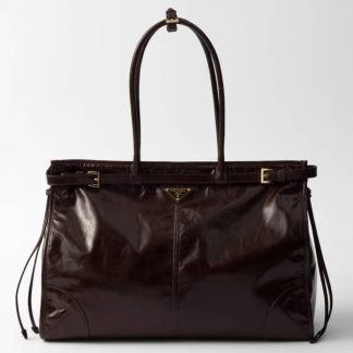 Replica Prada Extra large leather handbag XL Dark Brown #3802
