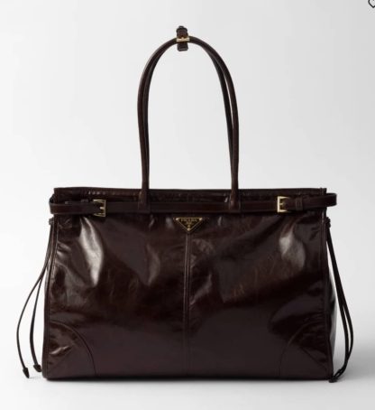 Replica Prada Extra large leather handbag XL Dark Brown #3802