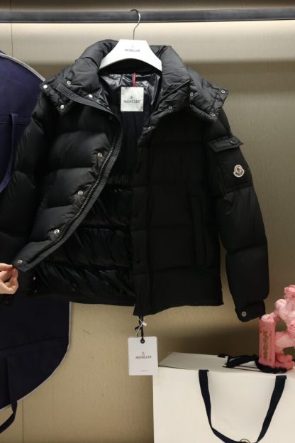 REPLICA MONCLER MEN'S VEZERE FLANNEL SHORT DOWN JACKET BLACK #3761 - Image 3