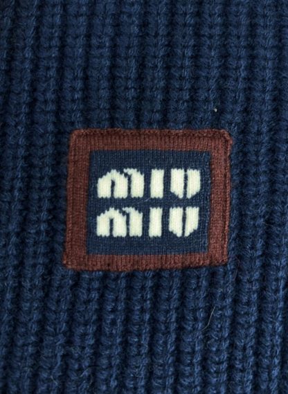  Miu Miu Wool and cashmere cardigan Navy Blue Knitwear #3880 - Image 3