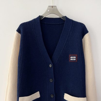  Miu Miu Wool and cashmere cardigan Navy Blue Knitwear #3880 - Image 4
