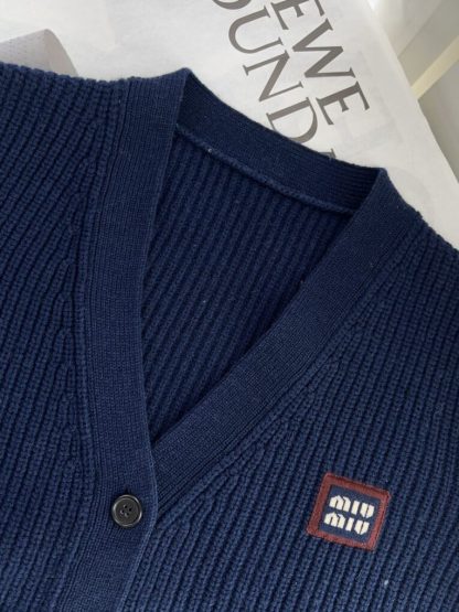  Miu Miu Wool and cashmere cardigan Navy Blue Knitwear #3880 - Image 8