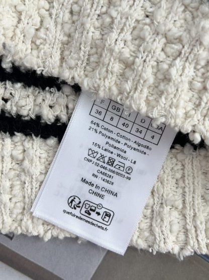  Dior Marinière Twinset White and Black Blended Wool and Cotton Bouclé Knit #3868 - Image 15