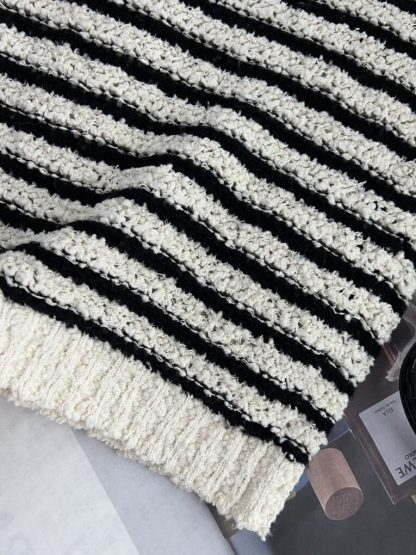 Dior Marinière Twinset White and Black Blended Wool and Cotton Bouclé Knit #3868 - Image 16