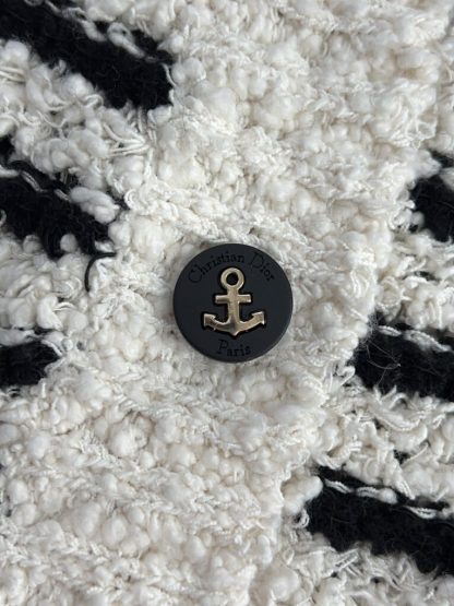  Dior Marinière Twinset White and Black Blended Wool and Cotton Bouclé Knit #3868 - Image 18