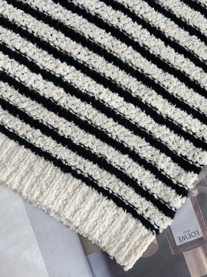  Dior Marinière Twinset White and Black Blended Wool and Cotton Bouclé Knit #3868 - Image 9