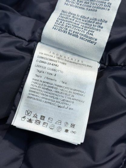 REPLICA MONCLER LEERSIE HOODED SHEARLING LONG DOWN JACKET BLUE #3896 - Image 5