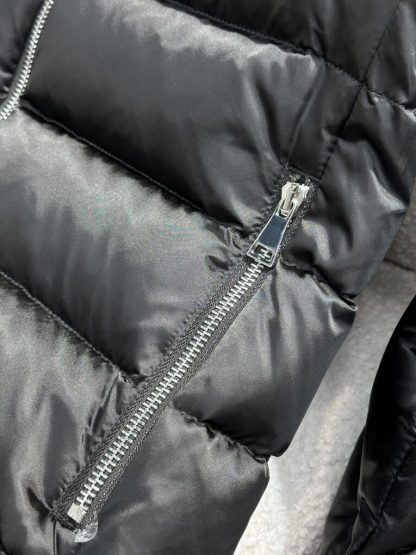 REPLICA MONCLER LEERSIE HOODED SHEARLING LONG DOWN JACKET BLACK #3895 - Image 6