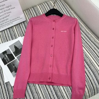Replica Miu Miu Cashmere knit cardigan with Buttons pink #3886