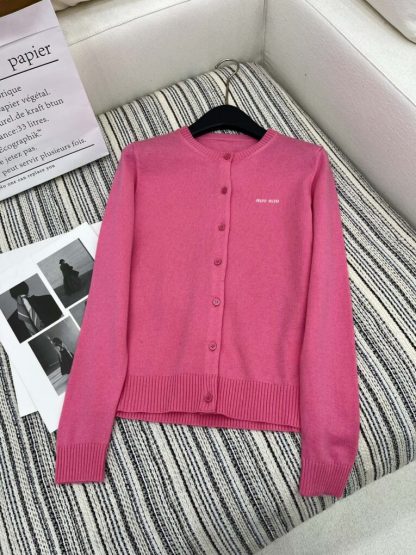Replica Miu Miu Cashmere knit cardigan with Buttons pink #3886
