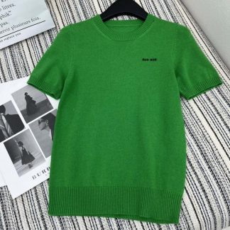 Replica Miu Miu Cashmere knit cardigan sweater green #3889