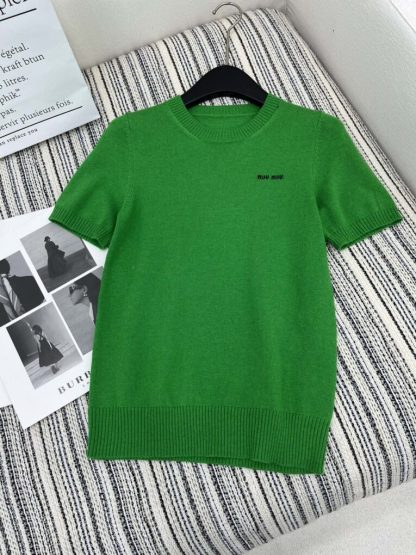 Replica Miu Miu Cashmere knit cardigan sweater green #3889
