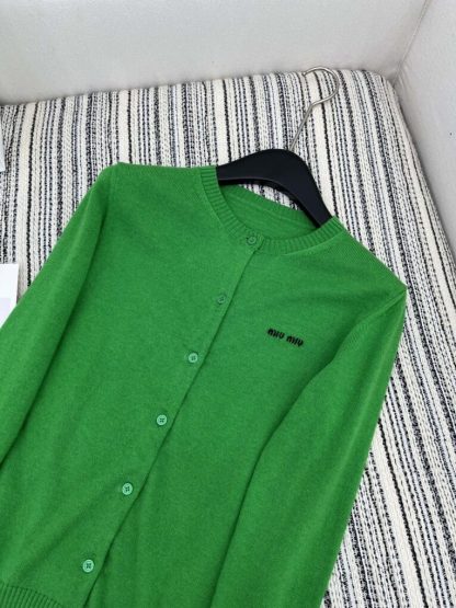  Miu Miu Cashmere knit cardigan with Buttons green #3885 - Image 5