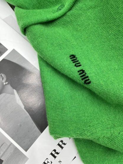  Miu Miu Cashmere knit cardigan with Buttons green #3885 - Image 6