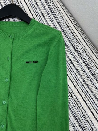  Miu Miu Cashmere knit cardigan with Buttons green #3885 - Image 7