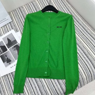 Replica Miu Miu Cashmere knit cardigan with Buttons green #3885