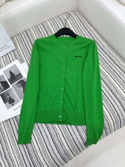 Replica Miu Miu Cashmere knit cardigan with Buttons green #3885
